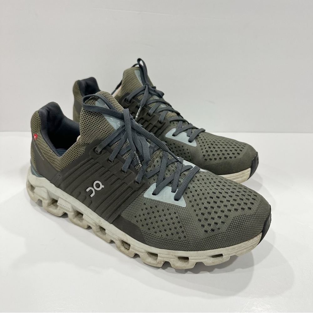 On Running Men’s Athletic Shoes in Olive Green and Gray